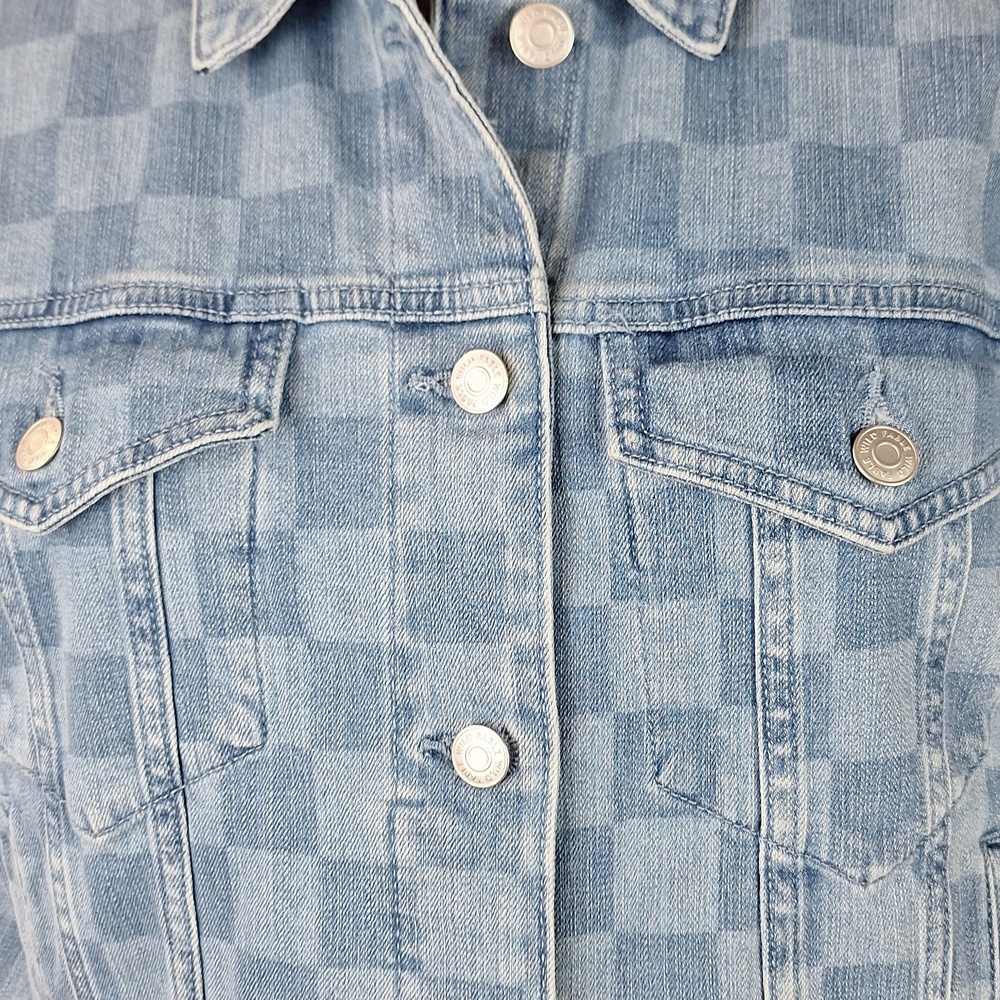 Wild Fable Checkerboard Light Wash Denim Jacket - Blue - Picture 5 of 7